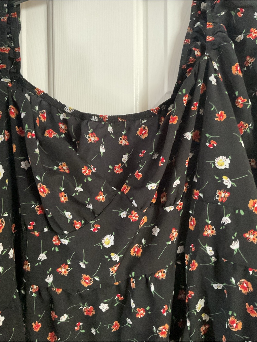 SHEIN Black Floral Midi Dress with Red Rose Print - Picture 4 of 7